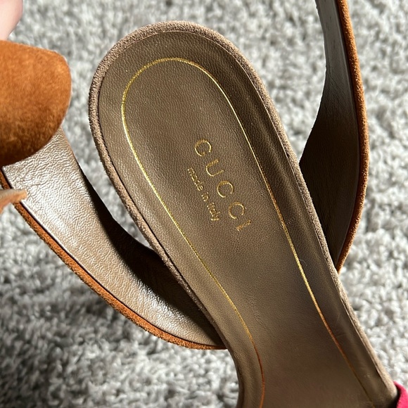 Gucci Two Tone Suede Madison Studded Heel Sandals - Picture 10 of 16